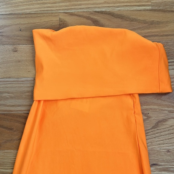 Zara Bright Orange Off The Shoulder Dress - Picture 3 of 6